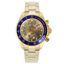 Copy Rolex Yacht-Master II Full Gold With Golden Dial Blue